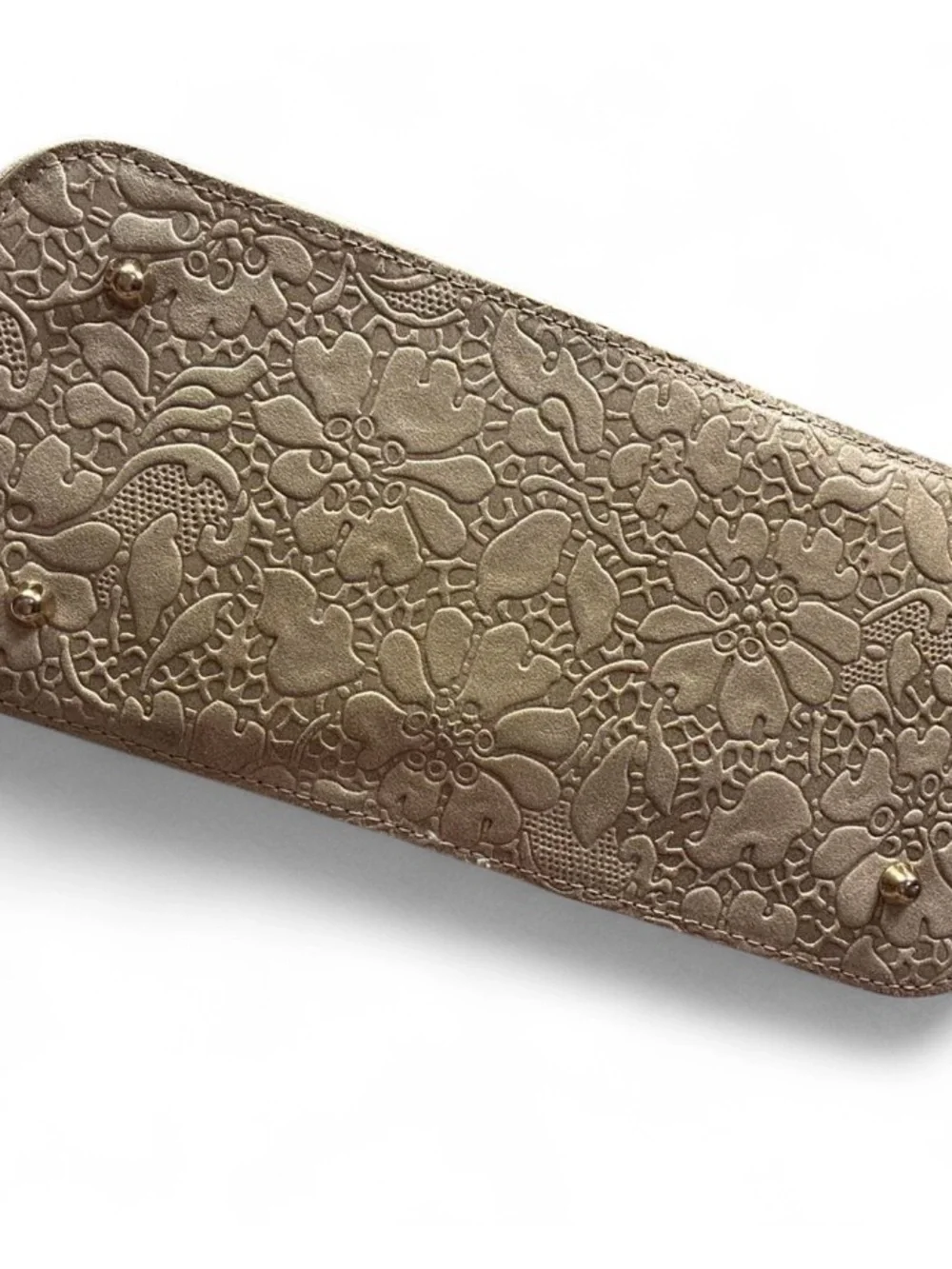 Embossed Floral Tote Bag in Gold
